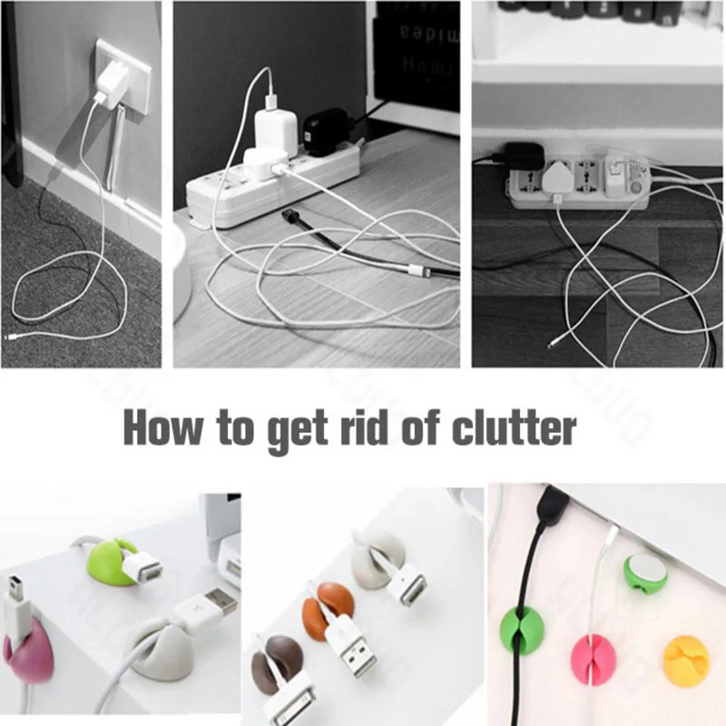 5pcs Slot Cable Organizer Silicone USB Cable Winder Desktop Tidy Management Clips portacavi per Mouse cuffie Wire