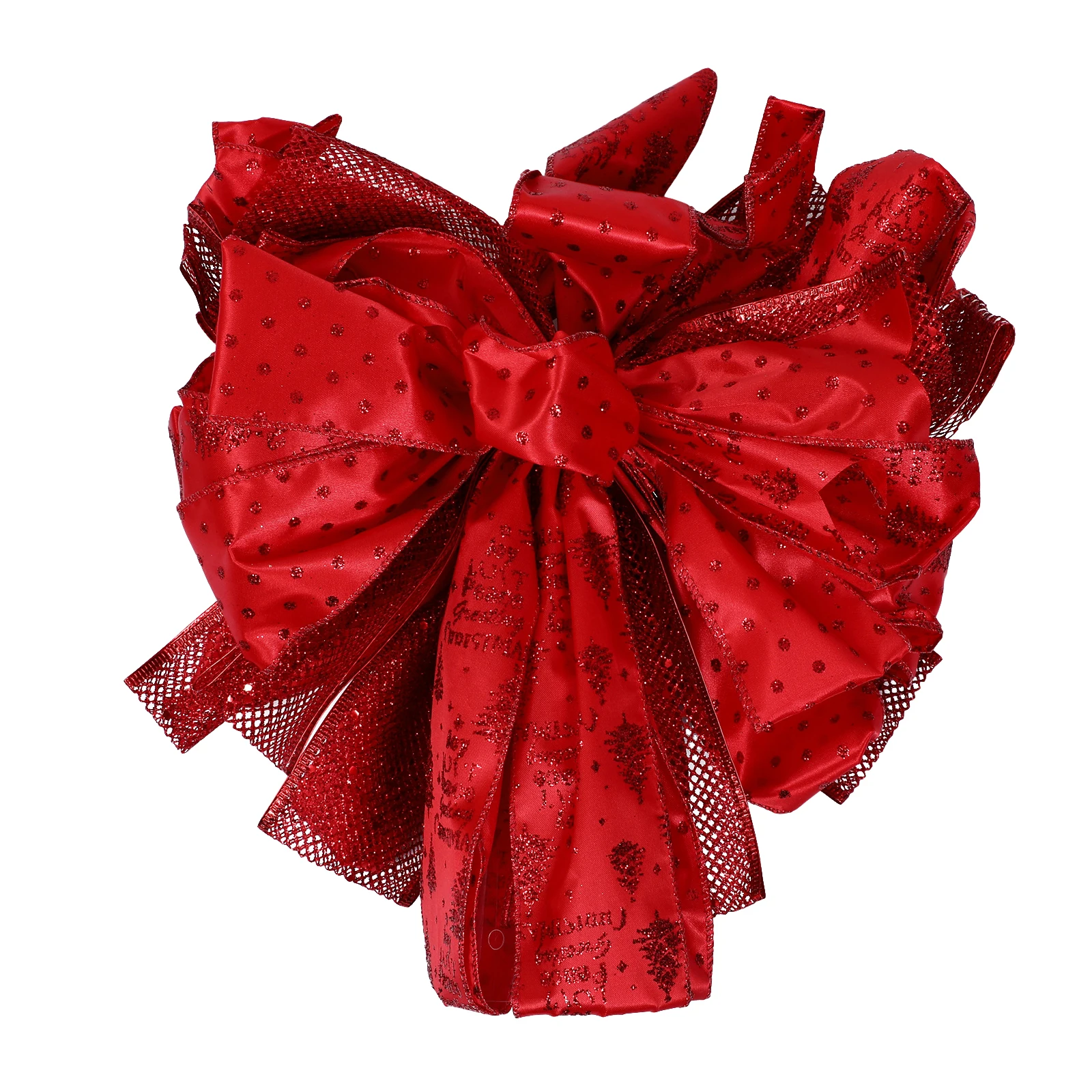 

1pc Christmas Tree Topper Bowknot Decor Polyester Rose Gold Color Festive Ornament for Home Party Holiday Decoration