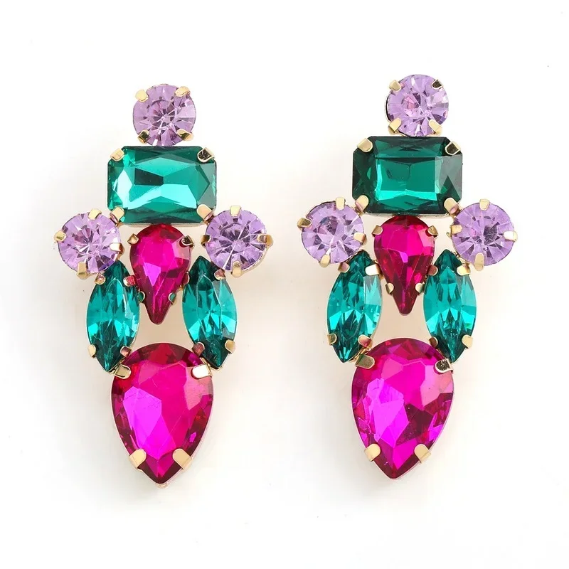 إكسسوارات شعبية، أقراط نسائية برية، صيف 2022 جديد، لون سبيكة حجر الراين، أزياء مزاجية