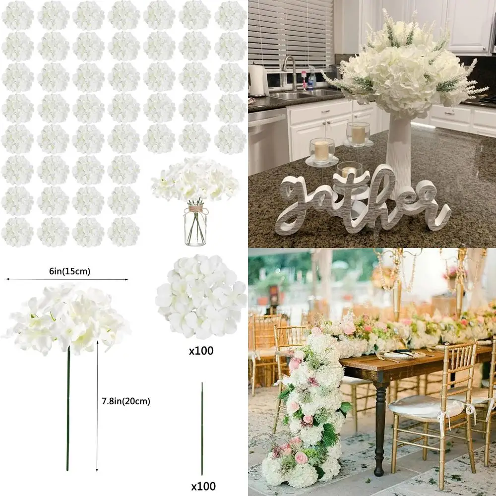 

Искусственные шелковые цветы гортензии, набор из 100 предметов для свадебных и домашних украшений, полноцветные стебли в комплекте
