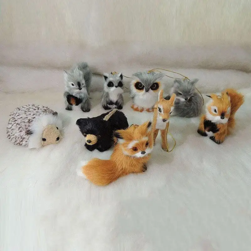 New Faux Fur Plush Christmas Hanging Tree Ornaments Woodland Furry Animals Ornaments For Christmas Backpack Keychain Decoration