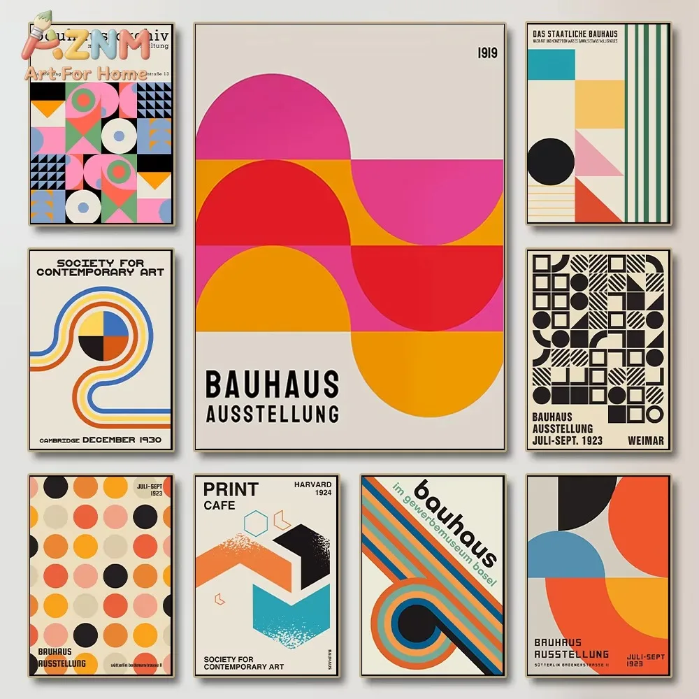 

1 шт. Красочный геометрический постер в стиле Баухаус, минималистичная абстрактная картина на холсте для декора комнаты и дома