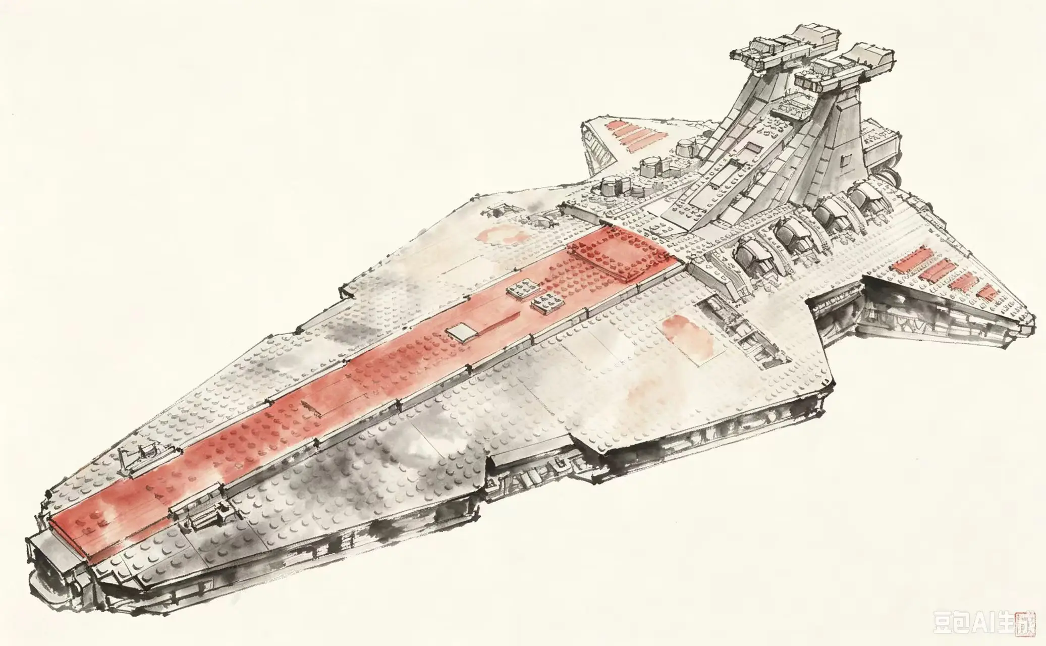 05077 Star Plan Toys The MOC-0694 Republic Attack Cruiser Star Destroyer Model Building Block Christmas Gifts