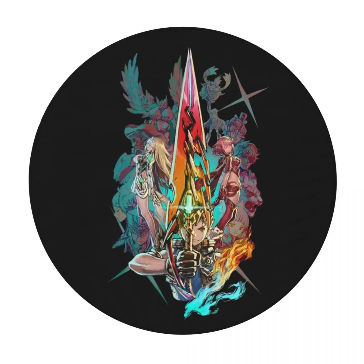 Xenoblade Chronicles 2 - Team Waterproof Round Tablecloth Oilproof Table Cloth for Kitchen Events Dining Table Cover