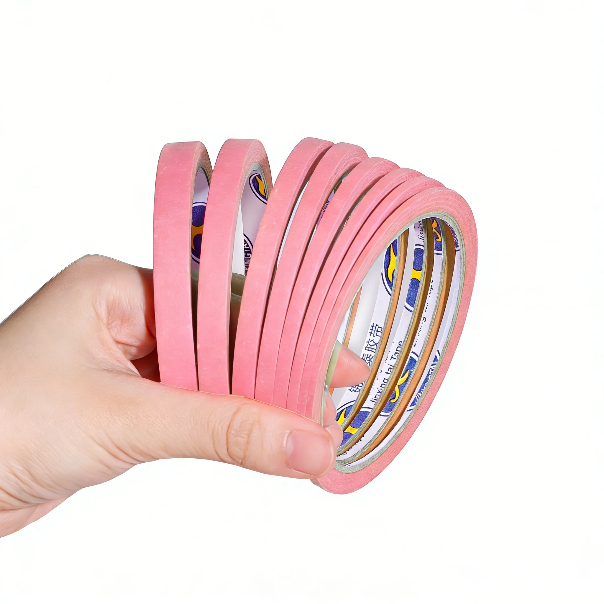 8 Rolls Pink Fine Line Masking Tape Set, 2mm-10mm x 25M Each, Multi-Purpose Adhesive Tape for Nail Art, Painting, Spray Paint,