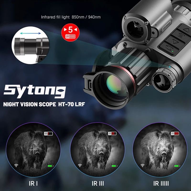 New SYTONG HT-70 LRF Night Vision Scope Built Ballistics Calculator Integrated Infrared HD- NV Sighting Optic Hunting Monocular