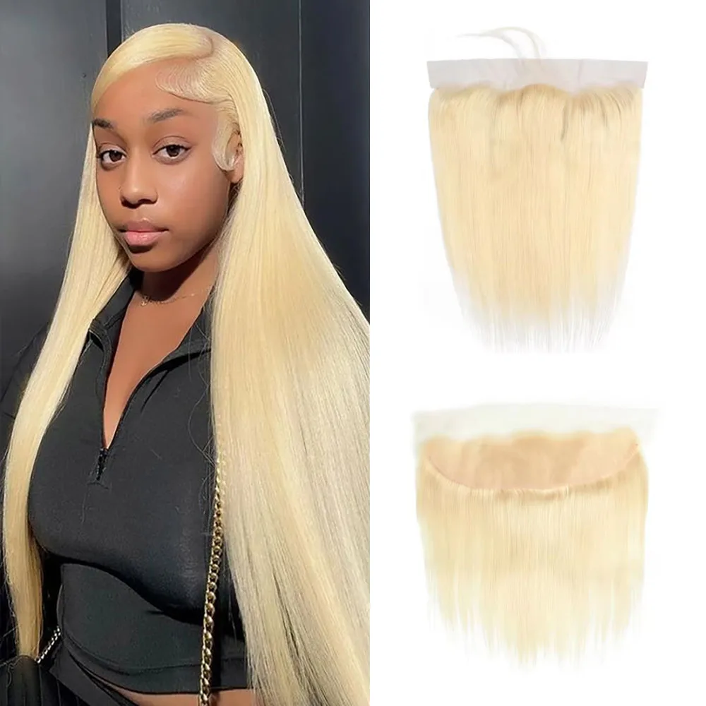 

613 Светлые прямые волосы, прозрачная кружевная застежка, 13x4, кружево спереди, предварительно выщипанные с детскими волосами, 100% человеческие волосы, плотность 150