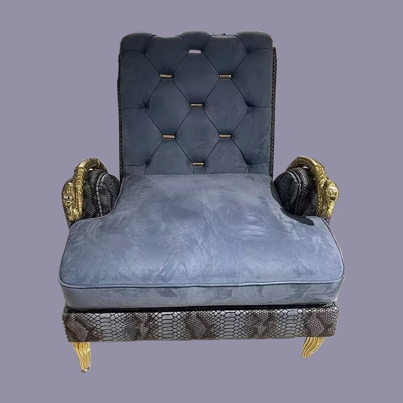 

Leopard print single dog head leisure chair, high-end villa fashion snake head pull-up sofa, whole house