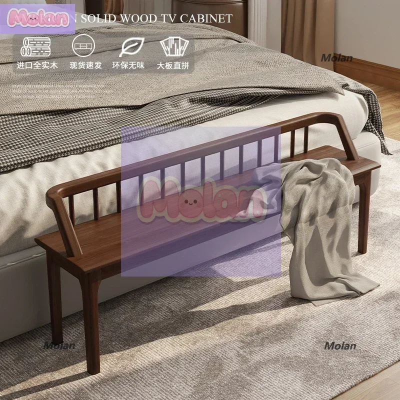 

American solid wood bedside stool bed bed bedroom stool master bedroom bench with backrest stool chair