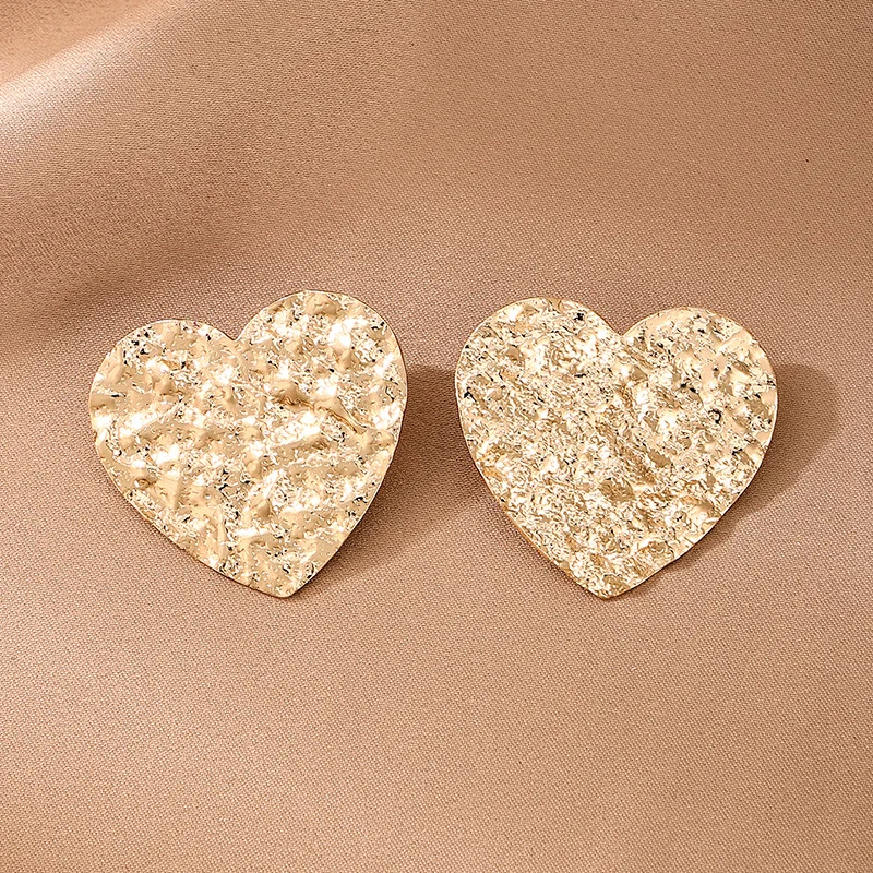 Stud Earrings For Women Metal Irregular Concave Convex Heart Shape Ear Accessories Holiday Party Gift Fashion Jewelry BE462