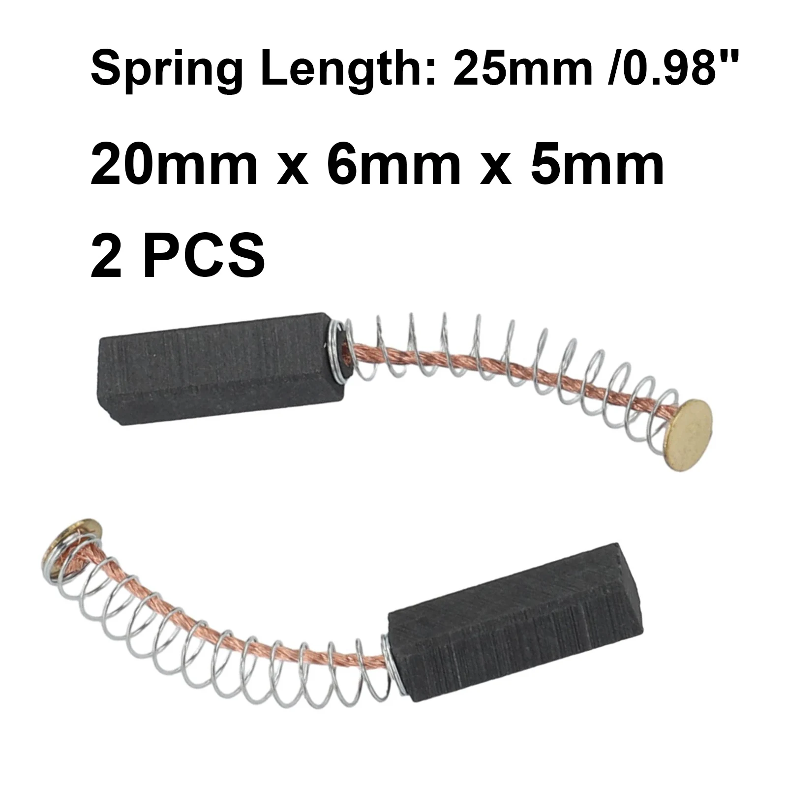 

Brand New Carbon Brushes Electric Motors 20mmx6mmx5mm 25mm Spring 2pcs Accessories Replacement Wide Variety Use