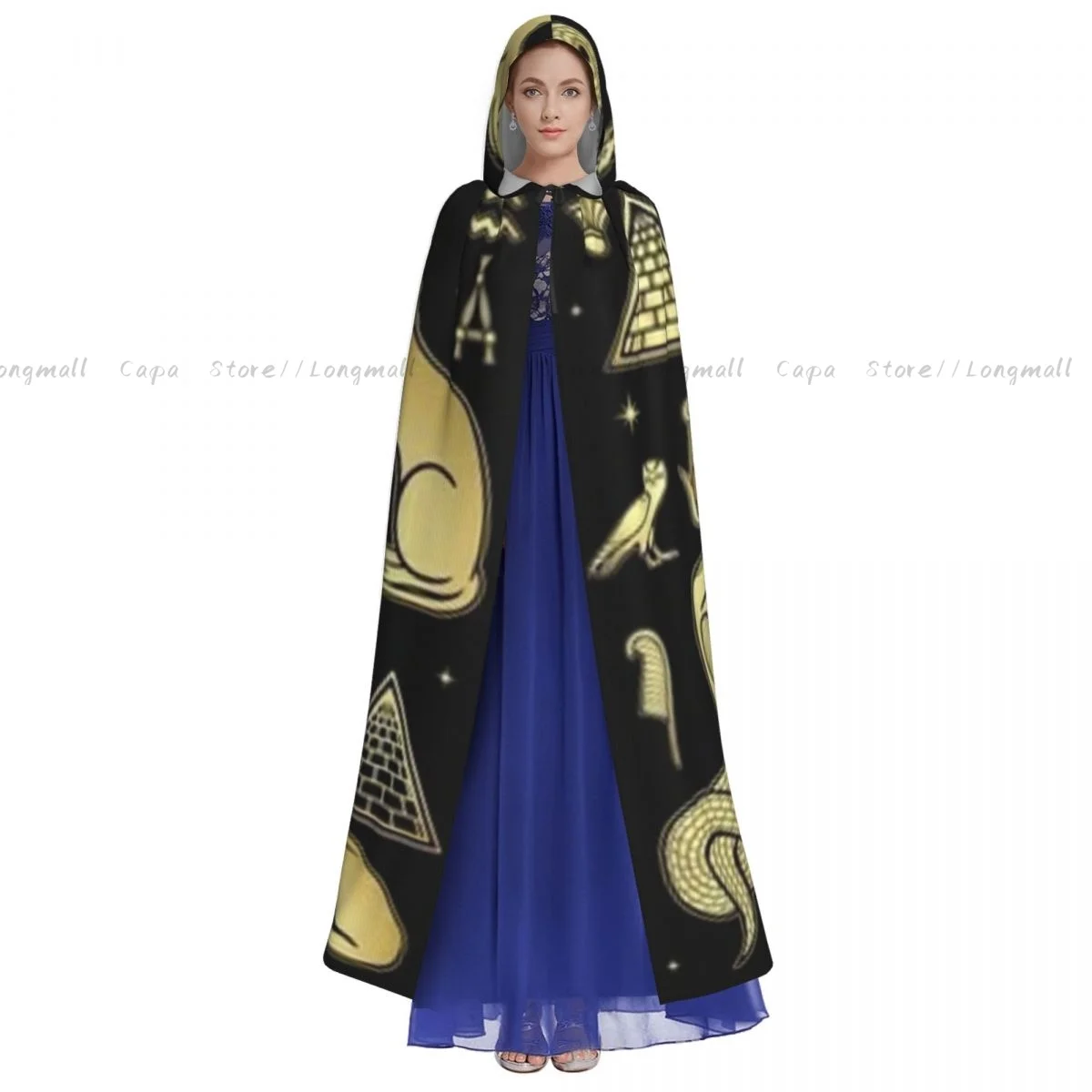 Egyptian Pyramid Ritual Fire God Ra Sacred Falcon Cloak Hooded Cosplay Costume Halloween Adult Long Party Cape