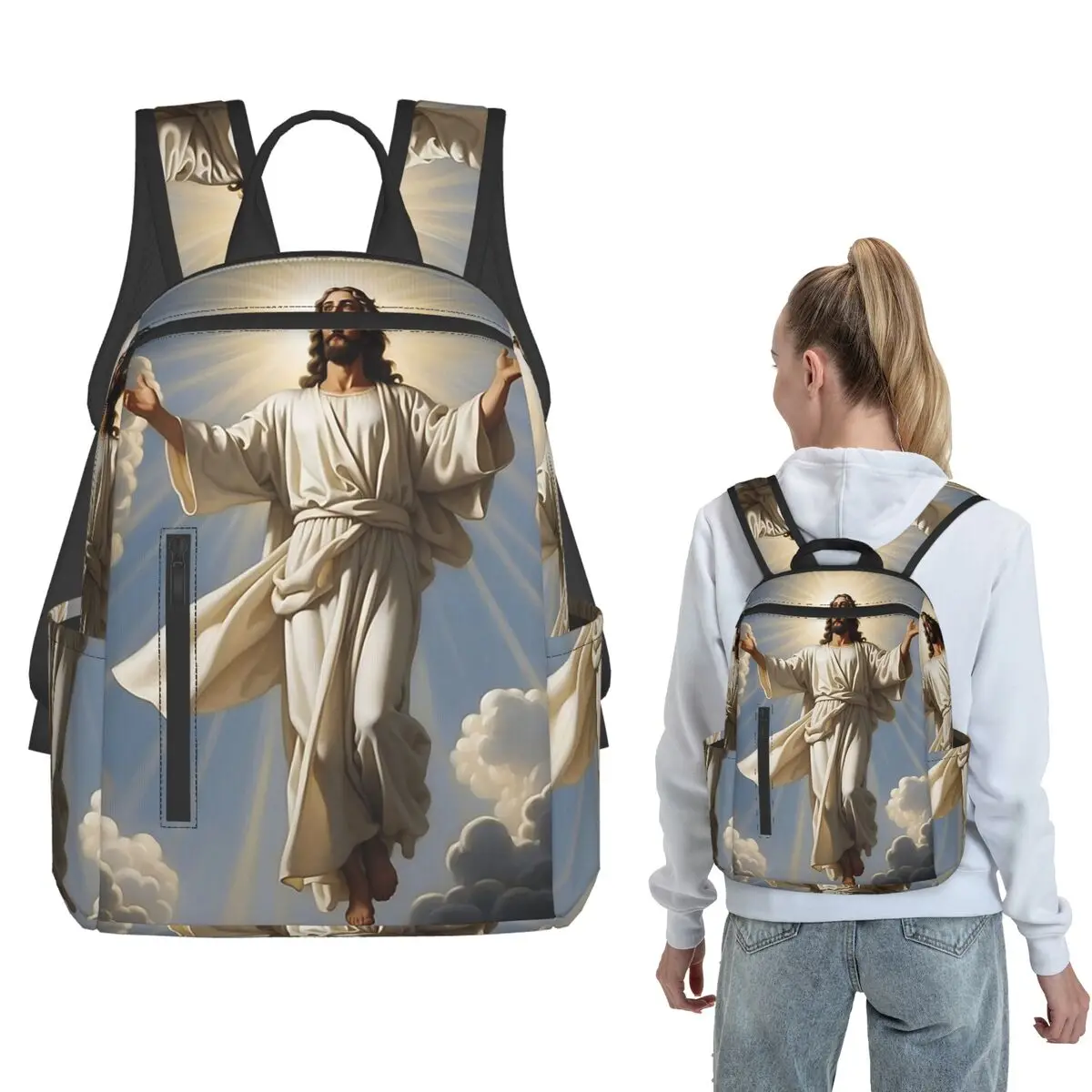 

Angel Jesus Christ In Heaven Backpack Daypack Boys Girls BookBag School Bag Shoulder Bags for Men Women