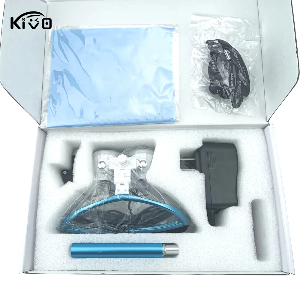 Dental Headband Fasten Headlight with x2.5/3.5 Magnifing Loupes Dentistry Magnification Binocular Magnifier Headlamp