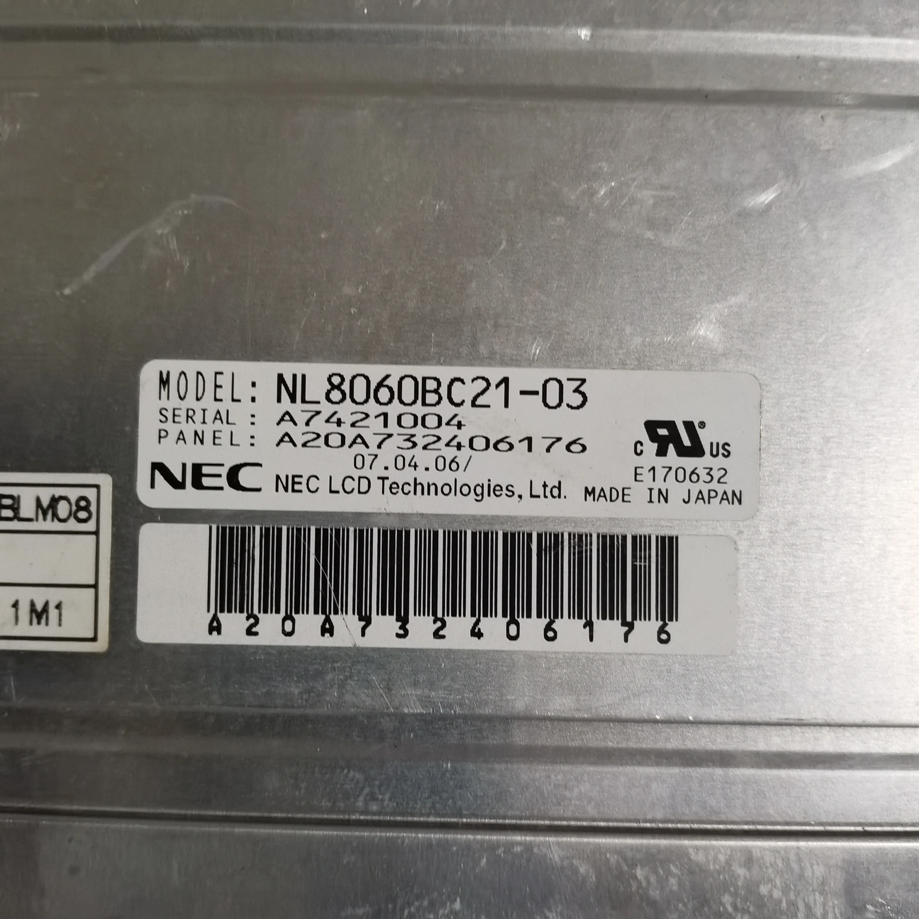 NL8060BC21-03 LCD Display Screen Panel Reparatur Repalcement