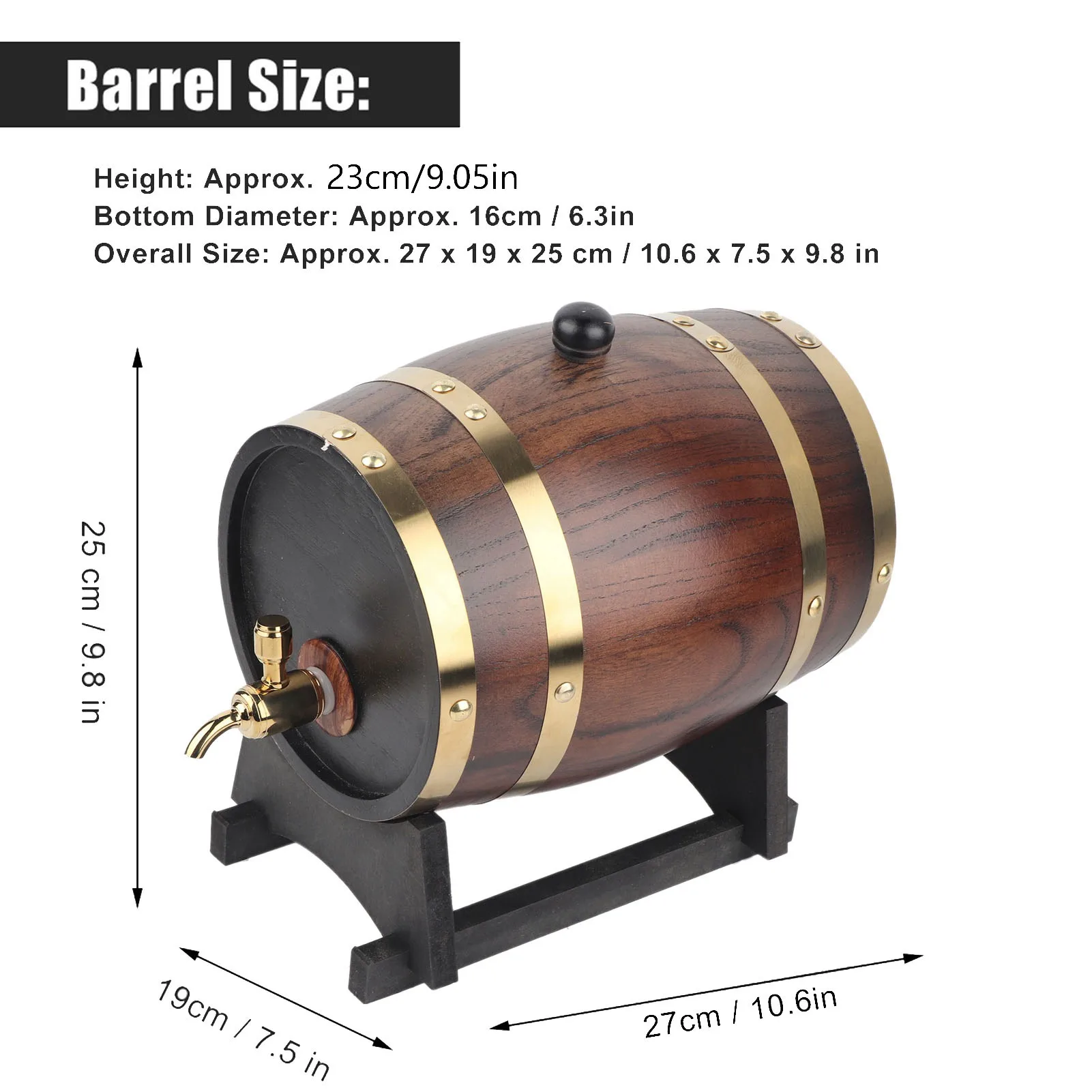 3L Wood Wine Barrel Vintage Oak Home Brewing Accessories Wine Keg Large Capacity Storage Container For Tequila Wine Whiskey