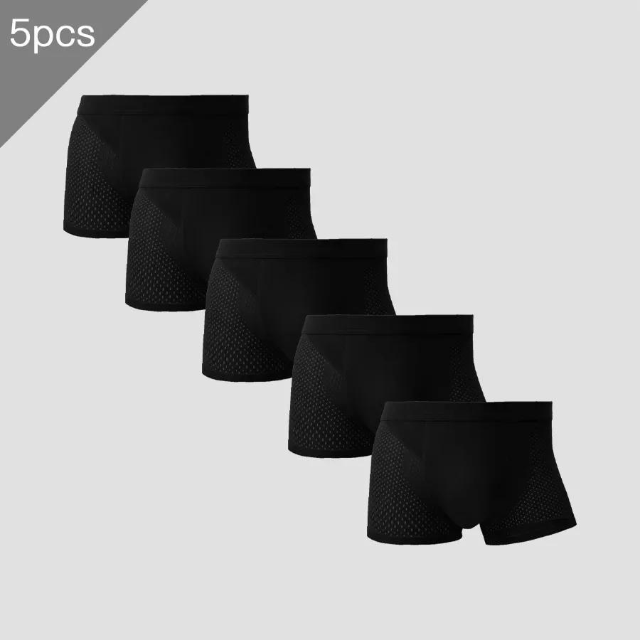 

Мужские трусы из ледяного шелка, 5 шт., летние тонкие дышащие трусы из модальной сетки, мужские короткие трусы
