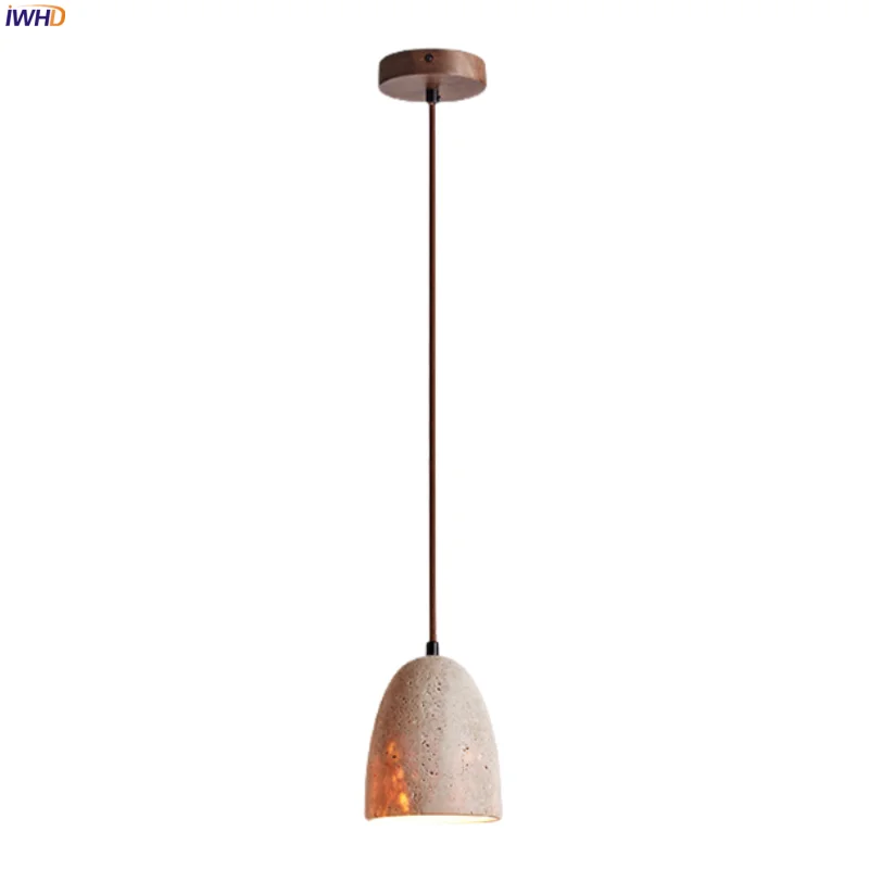 

IWHD Japan Wabi Sabi LED Pendant Lamps Yellow Travertine Bedroom Dining Living Room Interior Lighting Pendant Light Luminaire
