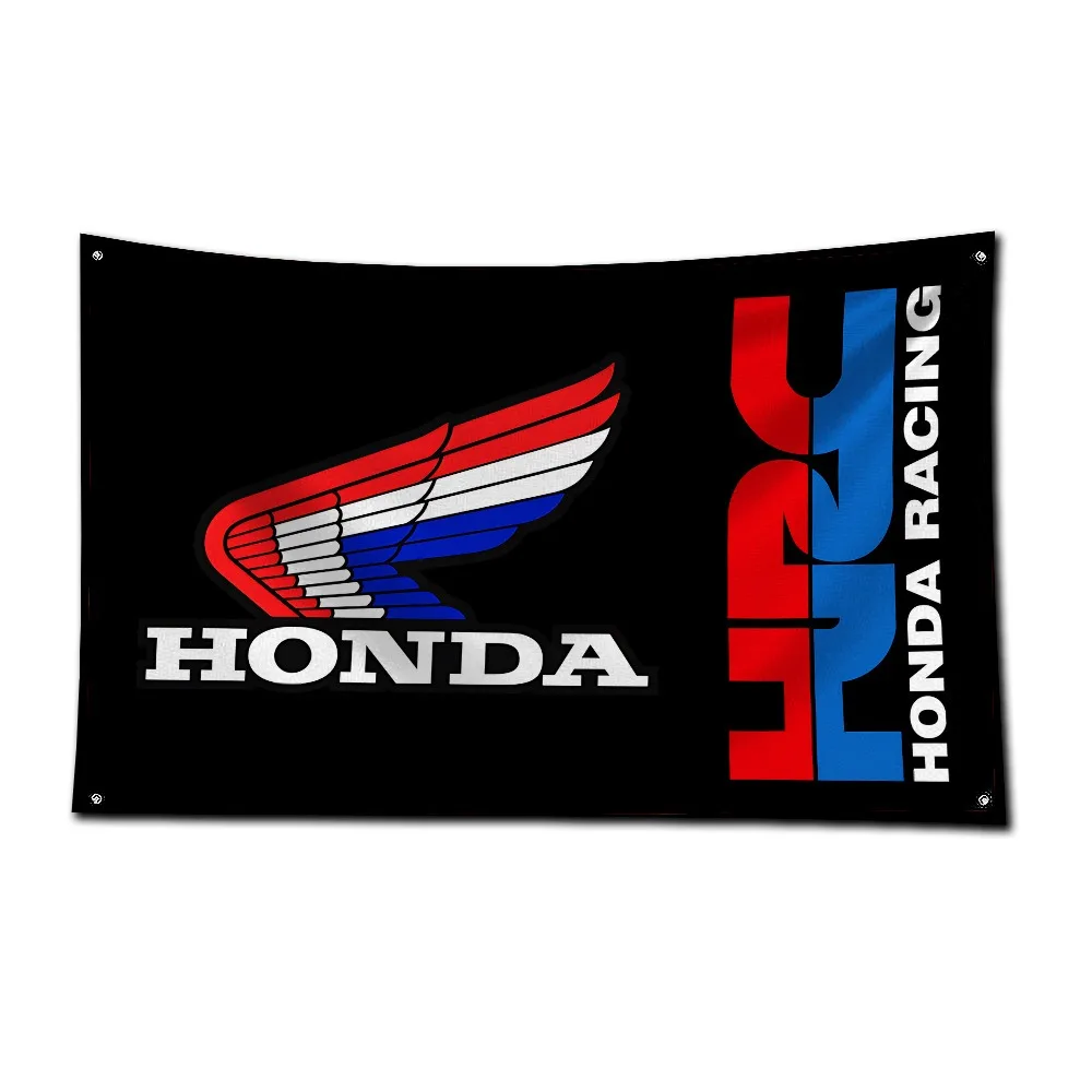 90X150CM For Honda HRC Racing Emblem Motorcycle Flag Polyester Printed Racing Banner Flag Club Bar Room Garage Decor Accessories