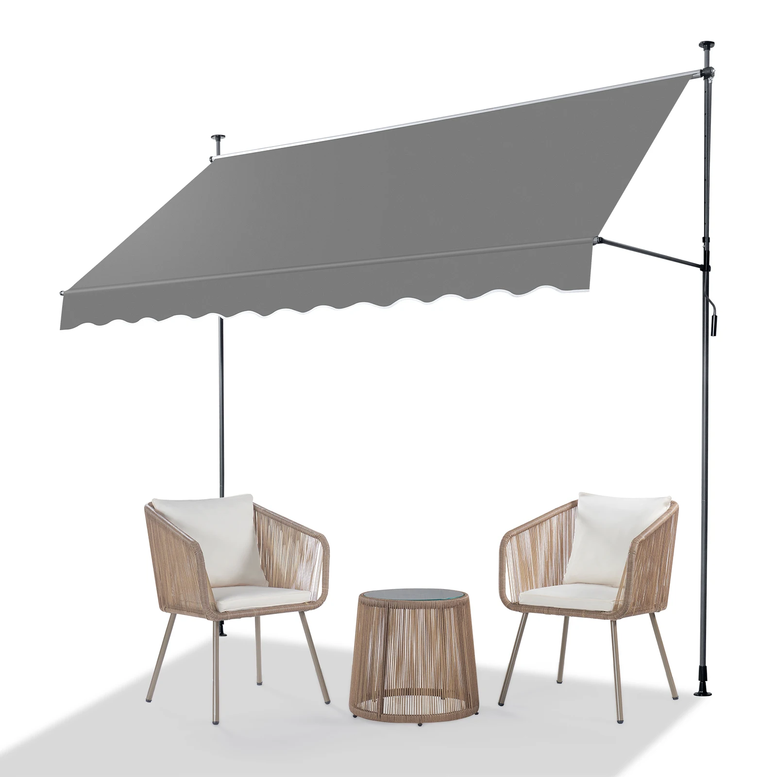 Retractable Awning,Height,Width Adjustable,Strong,Durable Frame,Perfect for deck, garden, front porch, and balcony,Grey