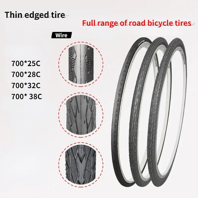 700C Steel wire anti puncture thin edge tire 700 * 23 25 28 32 35 38C highway bicycle outer tire