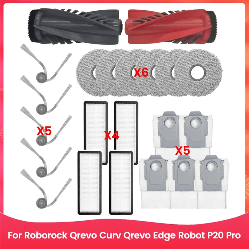 A97G Ersatzteil für Roborock Qrevo Curv Qrevo Edge Robot P20 Pro Staubsauger Hauptseitenbürste Hepa-Filter Zubehör