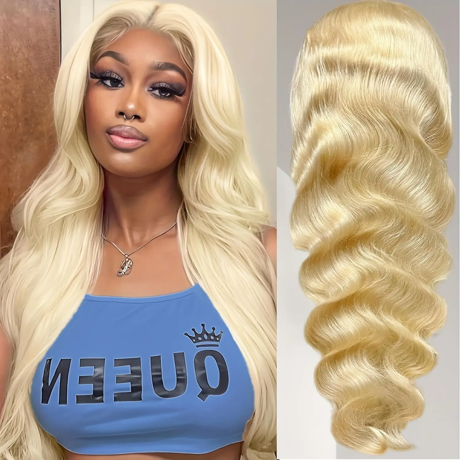 Blonde 613 HD Lace Frontal Wig para Mulheres, Onda do Corpo Ósseo Brasileiro, 100% Cabelo Humano, 13x6 Perucas, 30 in, 40 in, Escolha sobre Liquidação