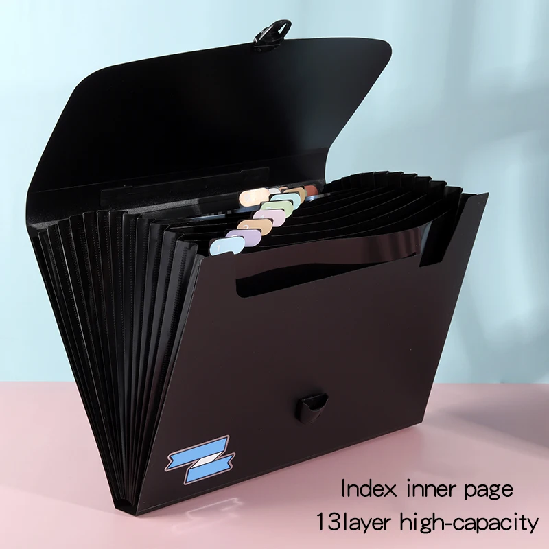 A4 13-Pocket Accordion File Folder - Cute Large-Capacity Student Exam Organizer with Handles