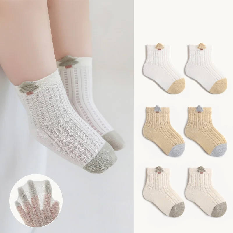 

3pairs/lot Newborn Baby Socks For Girls Boys Mesh Thin Infant Girls Boys Cotton Cartoon Children Short Sock 0-5Years Old Summer
