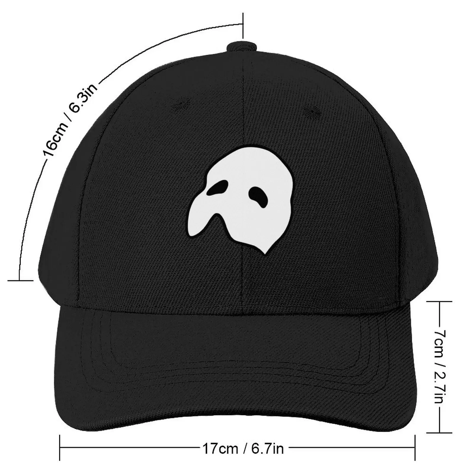 Phantom of the Opera Mask (white/black outline) Baseball Cap Beach black Mountaineering Christmas Hat Women's Beach Visor Men's