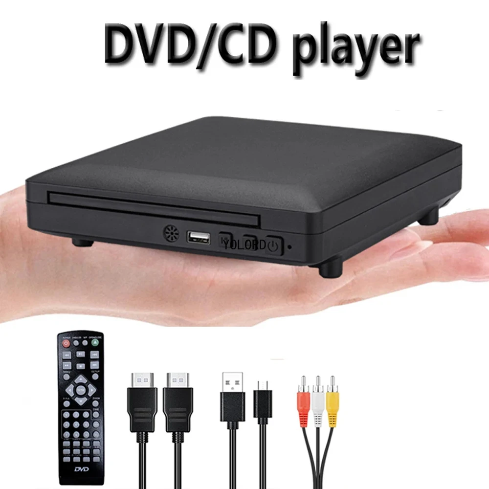 Mini  HD DVD PlayerHDMI and RCA Cable 1080p, Built-in PAL/NTSC in All Areas, USB 2.0 Home CD Player Breakpoint Memory