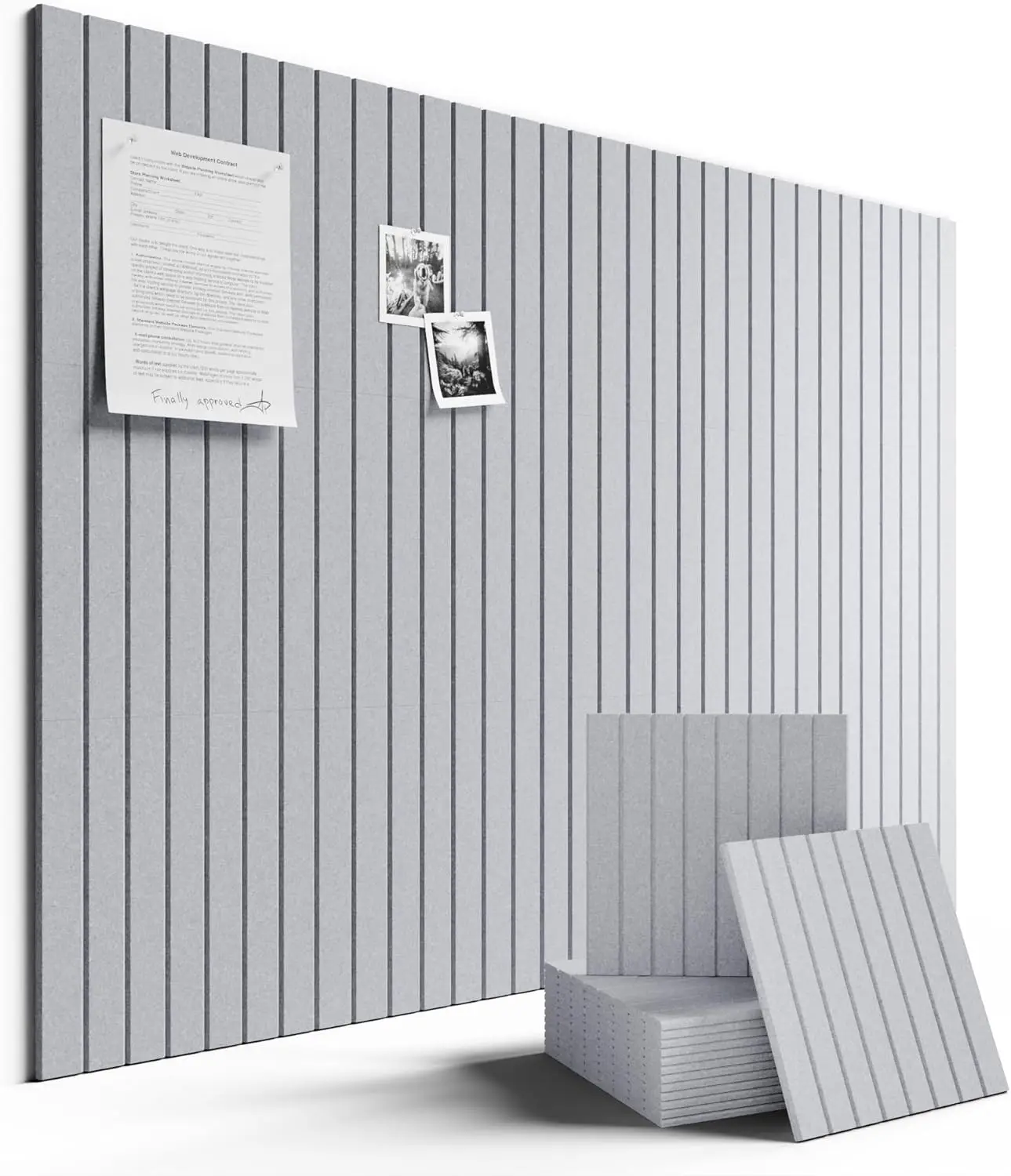 Tablero de Fieltro Grande de 48x36 Pulgadas, Paquete de 12 con Cintas Adhesivas, Gris Suave para Hogar, Oficina, Aula