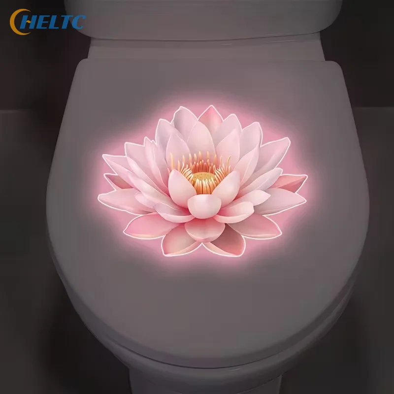 Glow-in-the-Dark Flower Toilet Sticker Self-Adhesive Removable Bathroom Decal Lotus Mandala Wall Sticker Home Decor Stickers