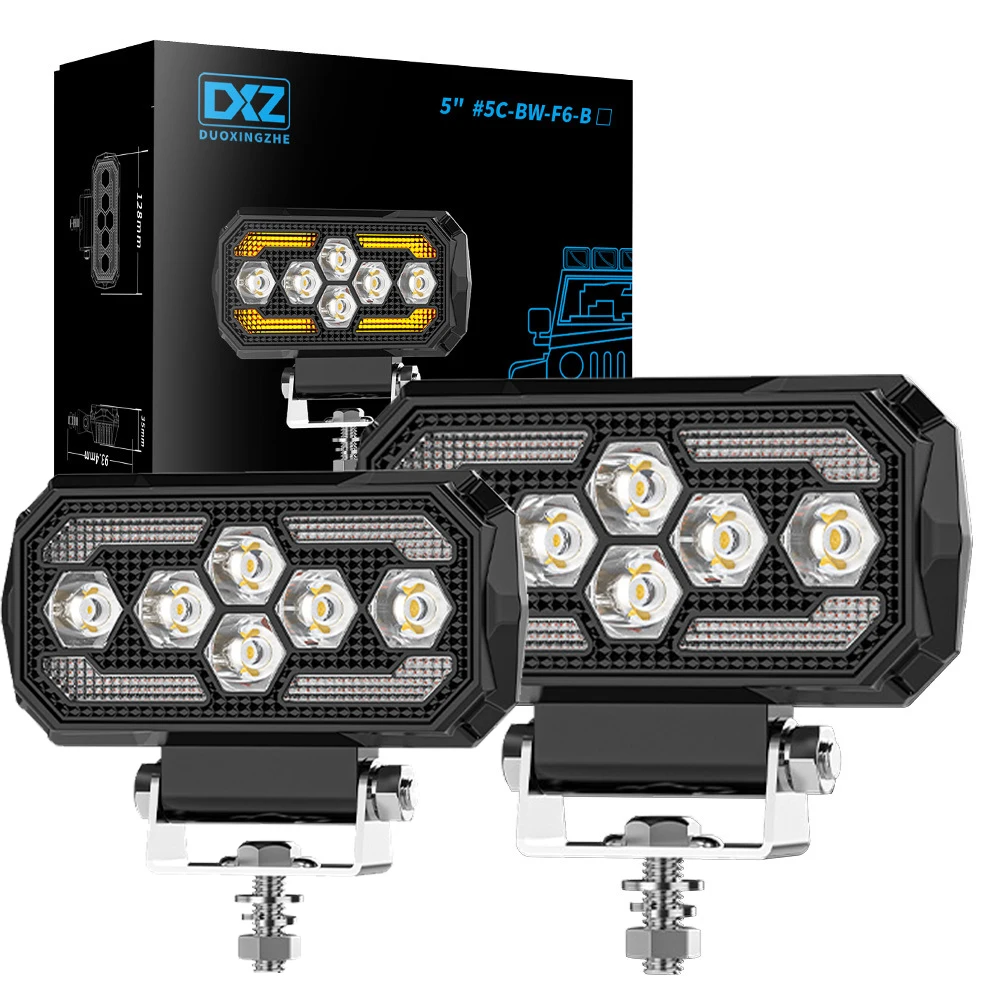 

2/4pcs 5 inch Rectangle DRL Day Running Lights Modified LED Work Lights Off-Road Vehicle Spotlights ATV SUV 4X4 Headlights Flash