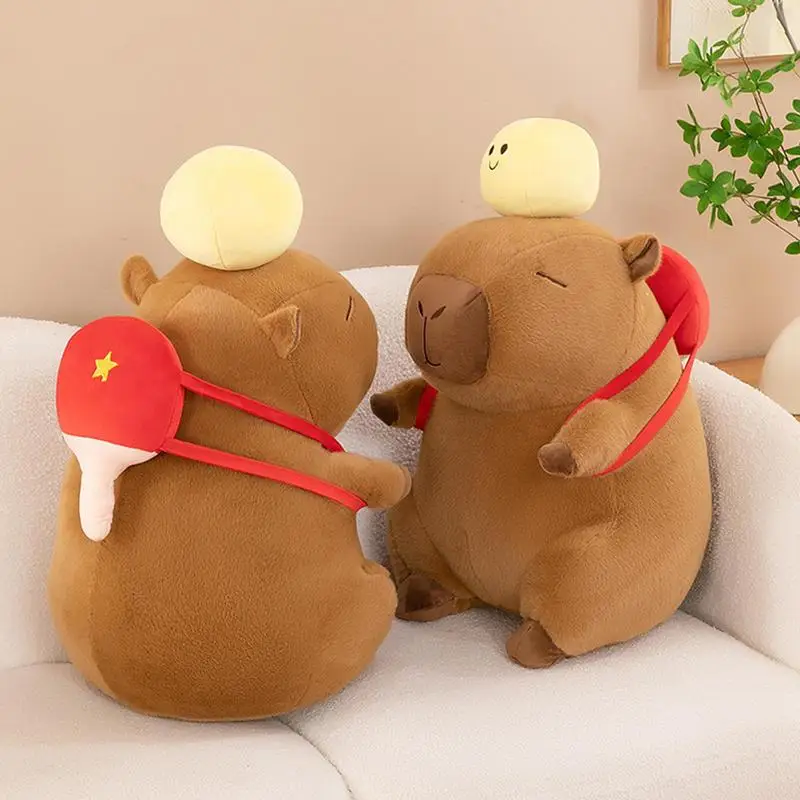 Capybara ตุ๊กตาน่ารักการ์ตูนตุ๊กตาสัตว์ Plush Soft 13.78 นิ้วตุ๊กตา Plush ของเล่นตุ๊กตาปิงปองกระเป๋าเป้สะพายหลังโรงเรียนอนุบาลบ้าน