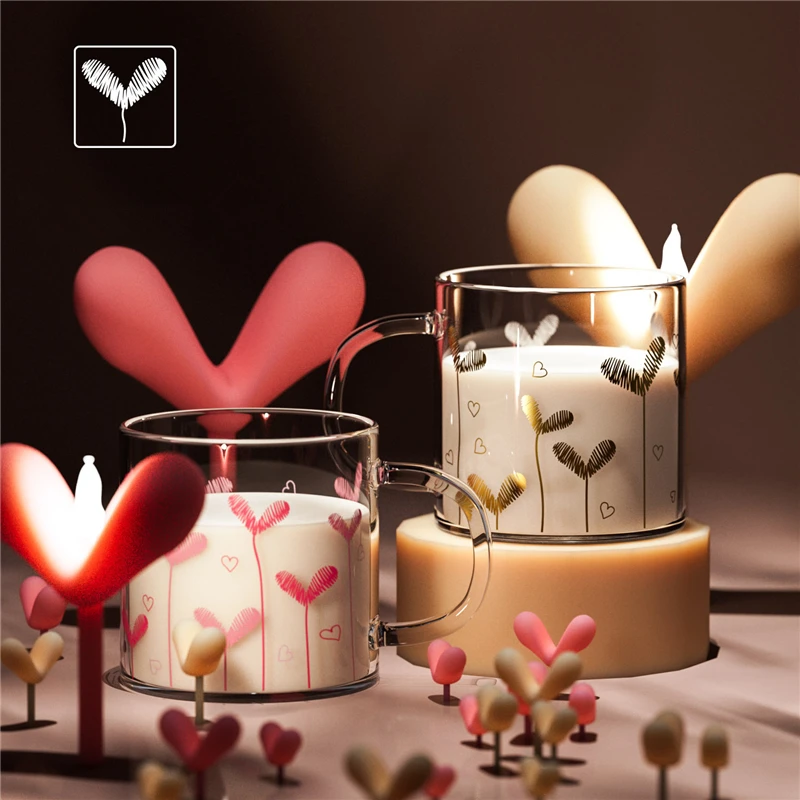 Cute Heart High Borosilicate Glass Cup with Handle Heat-resistant Glasses Milk Coffee Tea Cup Mug Home Drinkware Lovely Gift