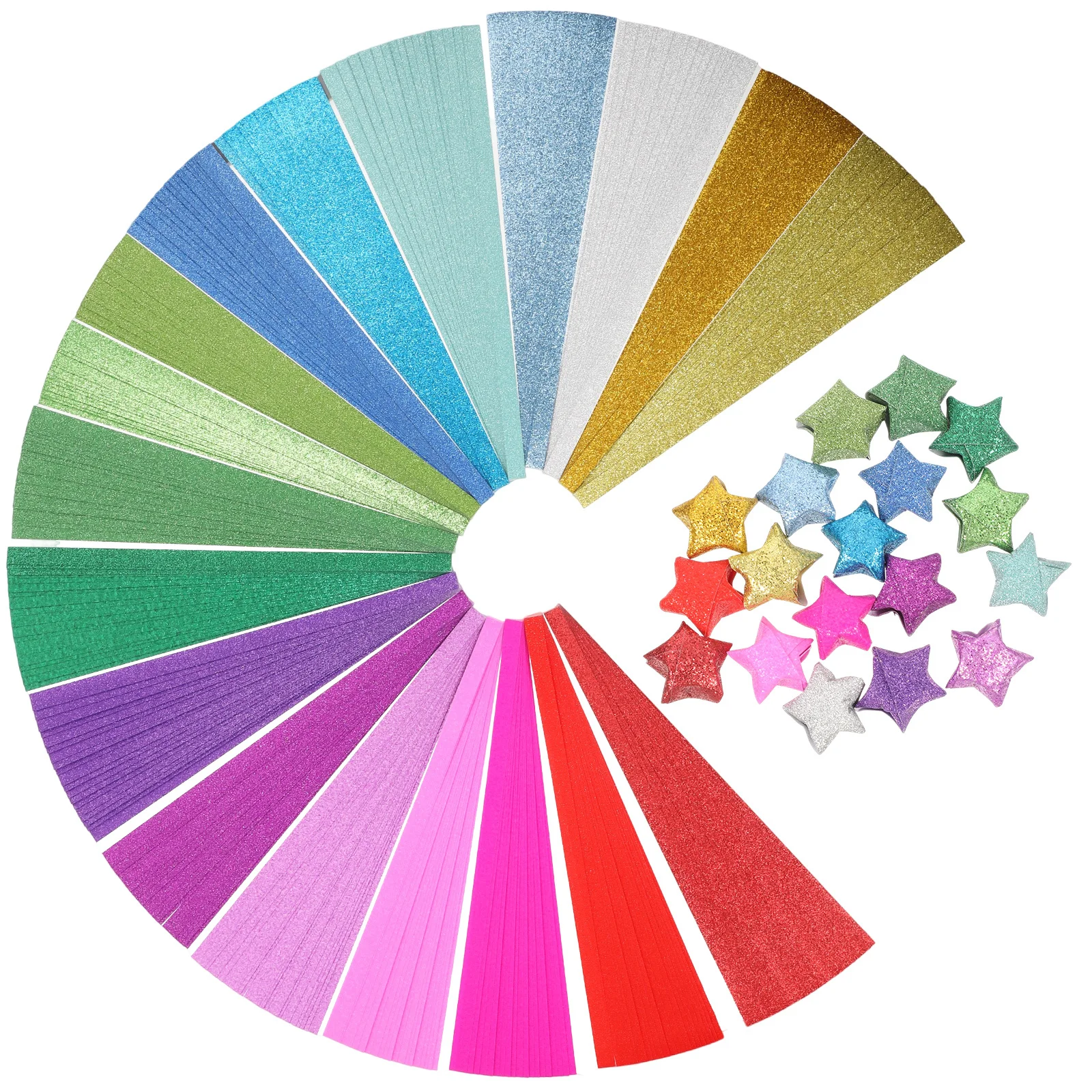 720 Lembar Kertas Origami Bintang Berkilau Strip Kertas Lipat DIY untuk Kerajinan Tangan Dewasa Dekorasi Penghilang Stres