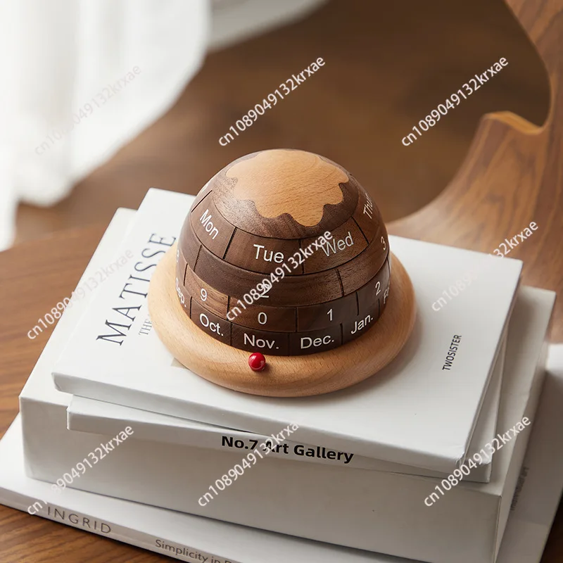 Solid wood planet desk calendar living room study wooden calendar creative ornament gift perpetual calendar office