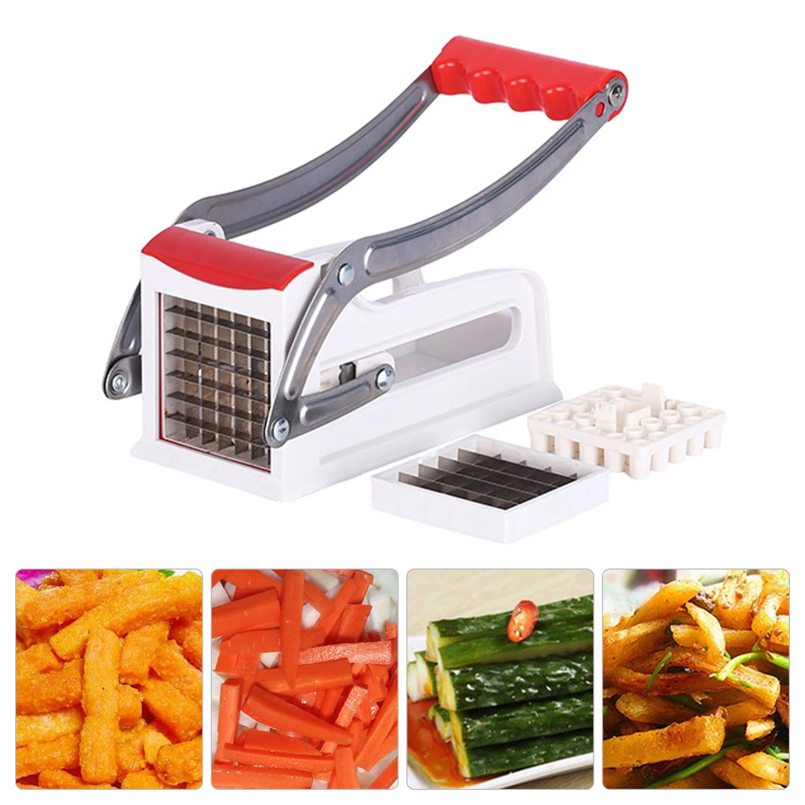 French Fry Cutter Veggie Dicer Stainless Steel Potato Cutter Potato Slicer Includes 2 Blade Size Cutter