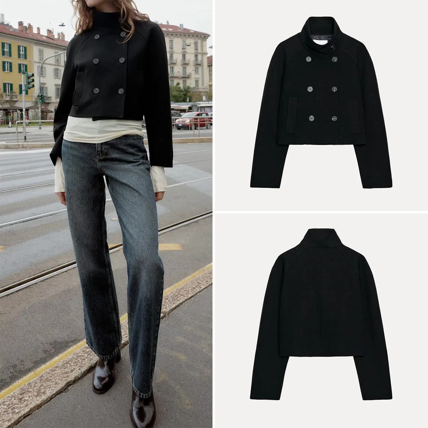 

Z Women's Faion ort Double-breasted Jaet Personali Match Daily Wear Stand Fit Ladies Coat Autumn 2025