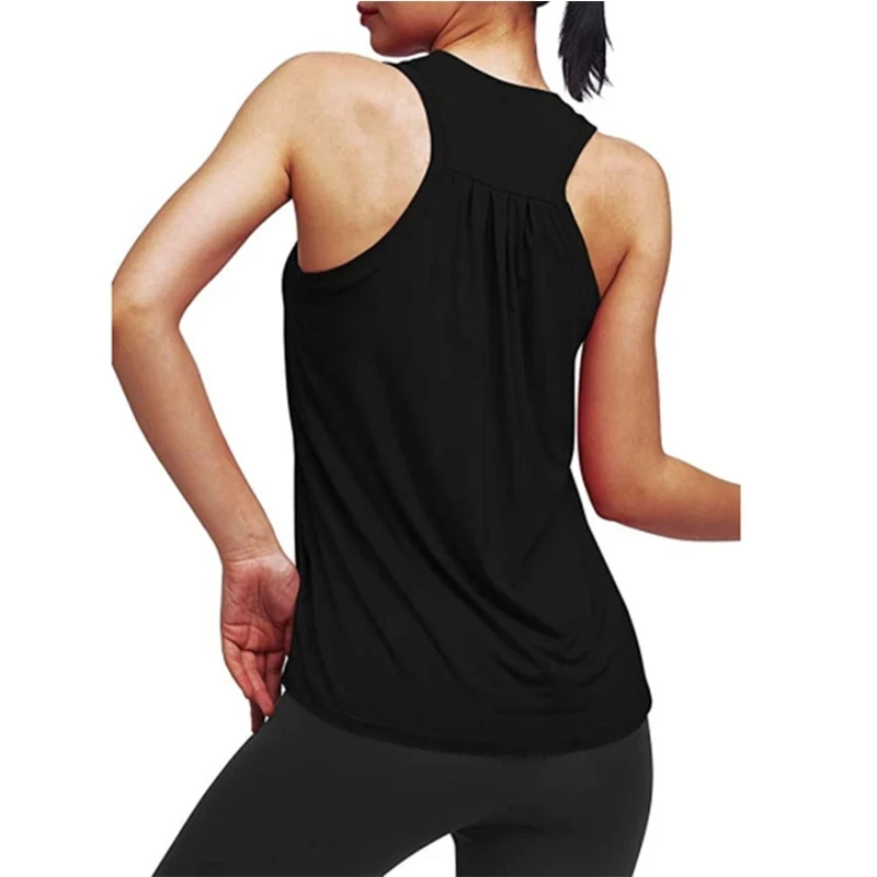 Yoga Shirts Running Fitness T-shirts Sleeveless Vest Women Backless Quick Dry Loose Sport Tee Tops Female Gym Workout Blouse