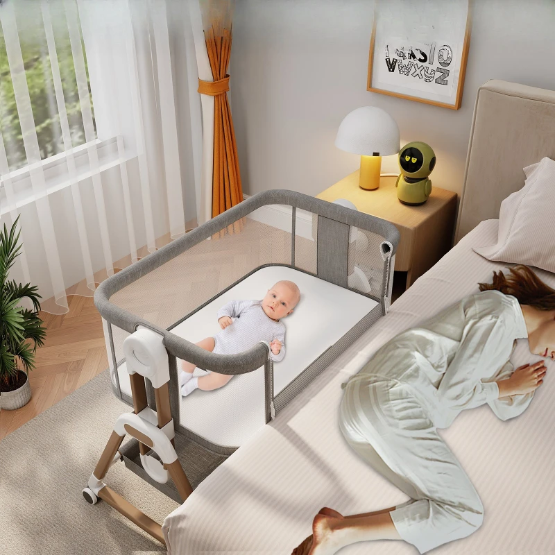 

Cross Border Baby Crib Multifunctional Crib Bed Newborn Bedside Portable Baby Bed Foldable Mobile Splicing Lit Enfant