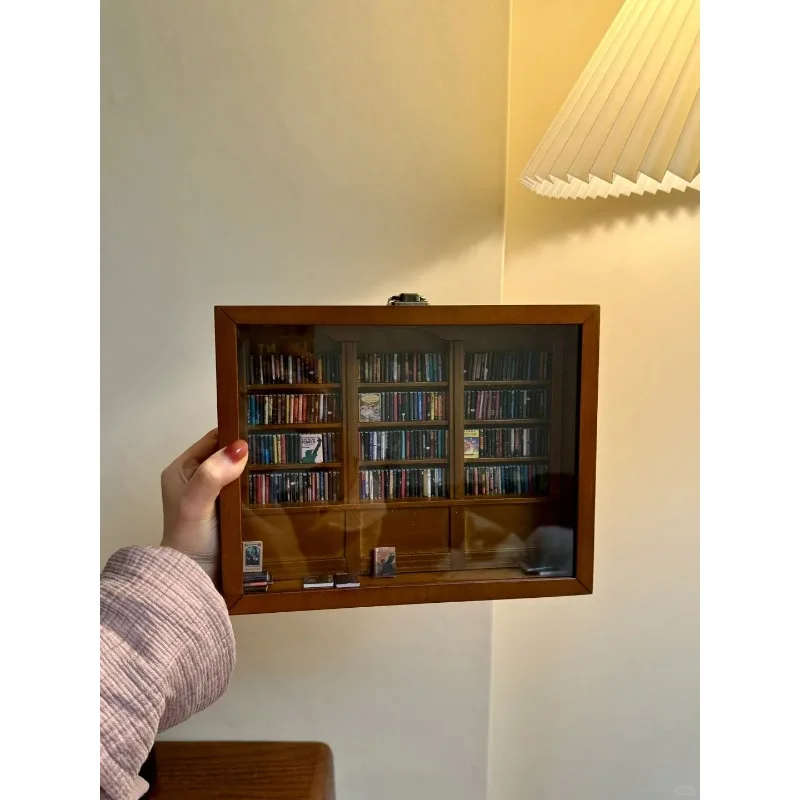 

Decompression anti-anxiety bookshelf miniature bookshelf ornament, creative anti-solid wood ornament