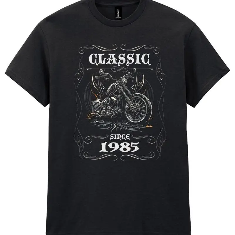 

Mens 40Th Birthday Bikers T Shirt Classic Since 1985 40 Chopper Motorcycle
