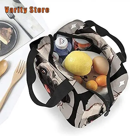 Lunch Bag Cute Pug Dog Lunch Box Insulated Bag Tote Bag For Men/Women Work Travel