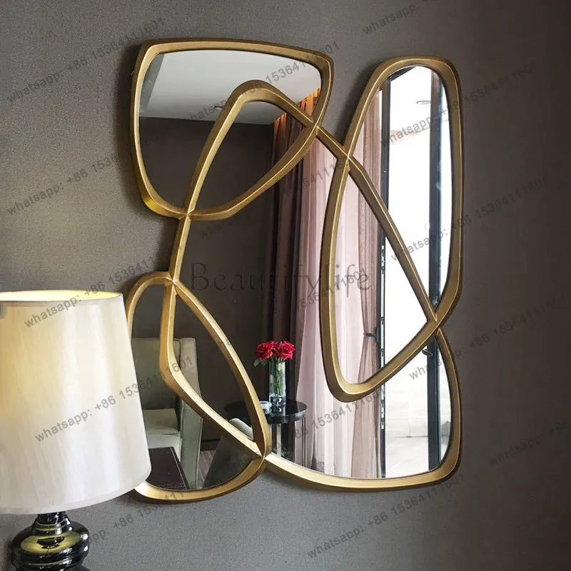 European wall decorative mirror entry entrance light luxury special-shaped background wall mirror