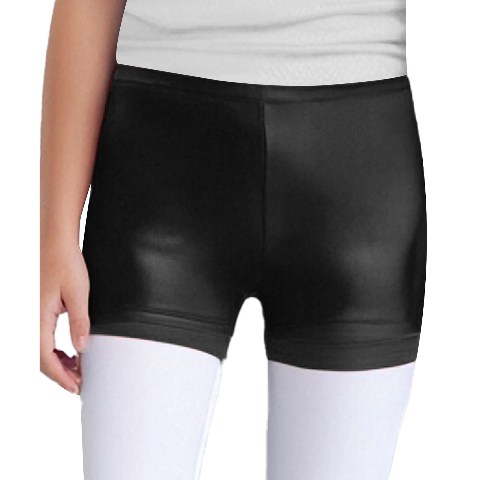 

Kids Girls Shorts Ballet Dance Bottoms Elastic Waistband Metallic Mini Dots Shorts for Sports Gymnastics Figure Skating Workout
