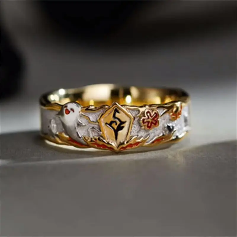 Hutao Character Image Couple Ring Woman Yuanshen Game Goods Collection Rings Man Kawaii Accessories Cosplay Jewelry Friend Gift