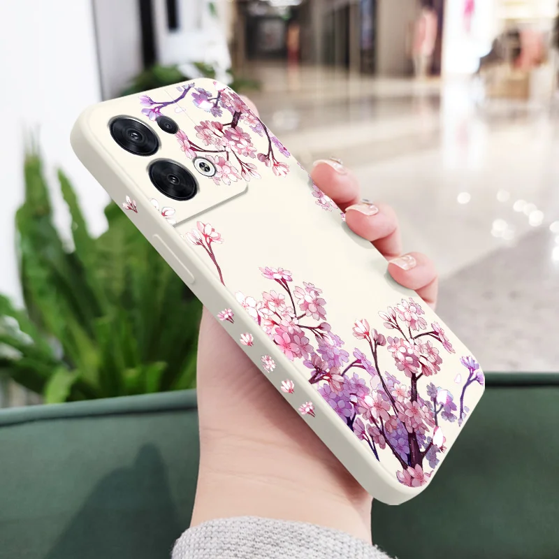 Falling Flowers Phone Case For OPPO Reno 10 8 8T 8Z 7 7Z 6 5 Pro 4G 5G F19 F9 Pro Plus Liquid Silicone Cover