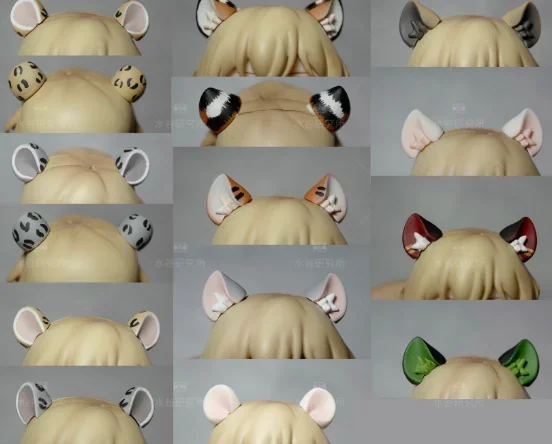 D04-A228-3 children handmade toy 1:12 ob11 gsc bjd pd9 doll Accessories resin DIY cute animal ear headdress 1pair